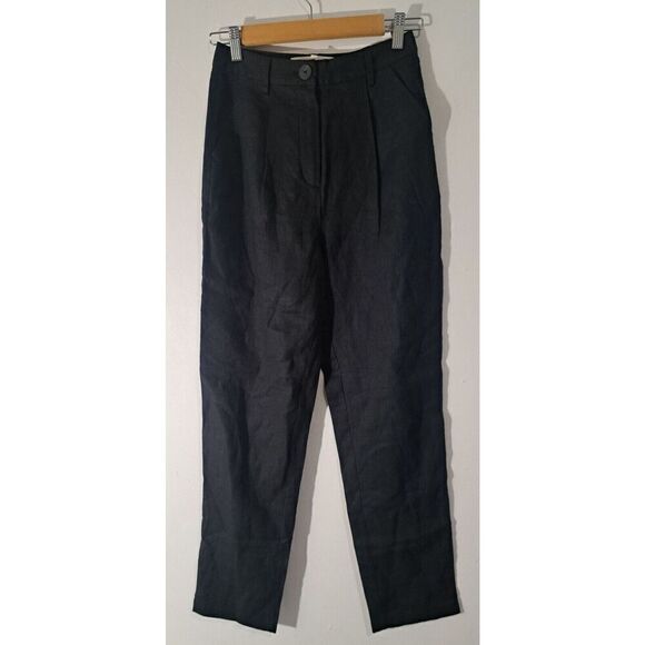 Mara Hoffman 26" Waist  Womens Size 0 Black 100% LINEN HEMP tapered Pants - Picture 1 of 7